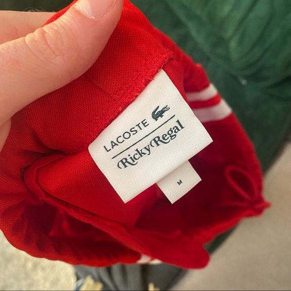 Ricky Regal x Lacoste Pique Tracksuit Set Red - Jacket Large / Shorts Medium - Picture 4 of 5